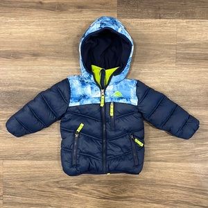 Snowy blue puffer coat with hood (2T)